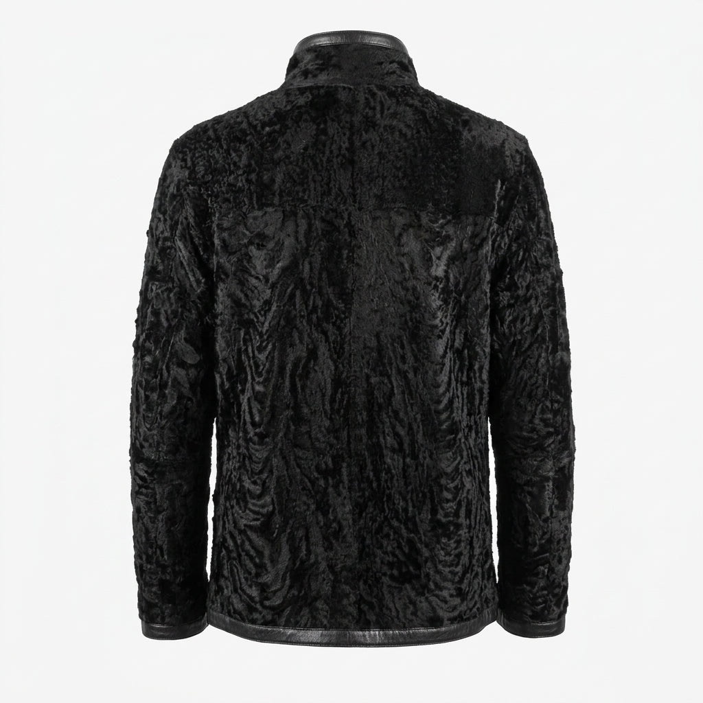 Ater Men's Black Patterned Fur Jacket