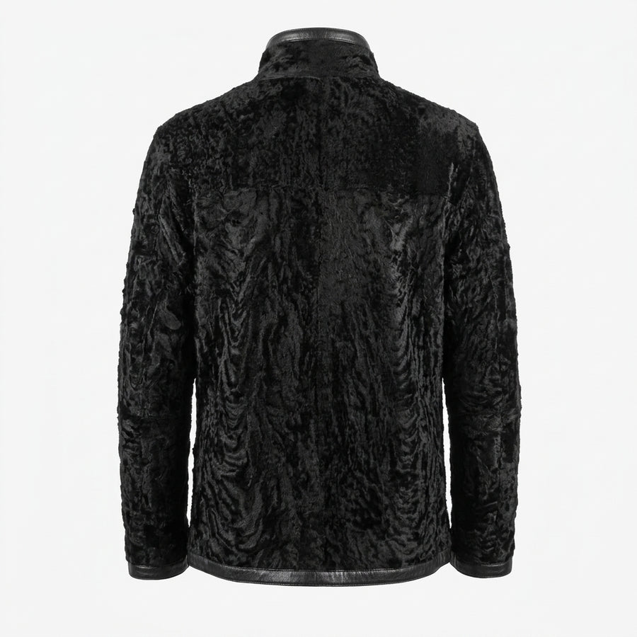 Ater Men's Black Patterned Fur Jacket