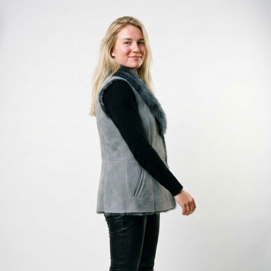 Nebula Women's Dark Grey Faux Fur Vest