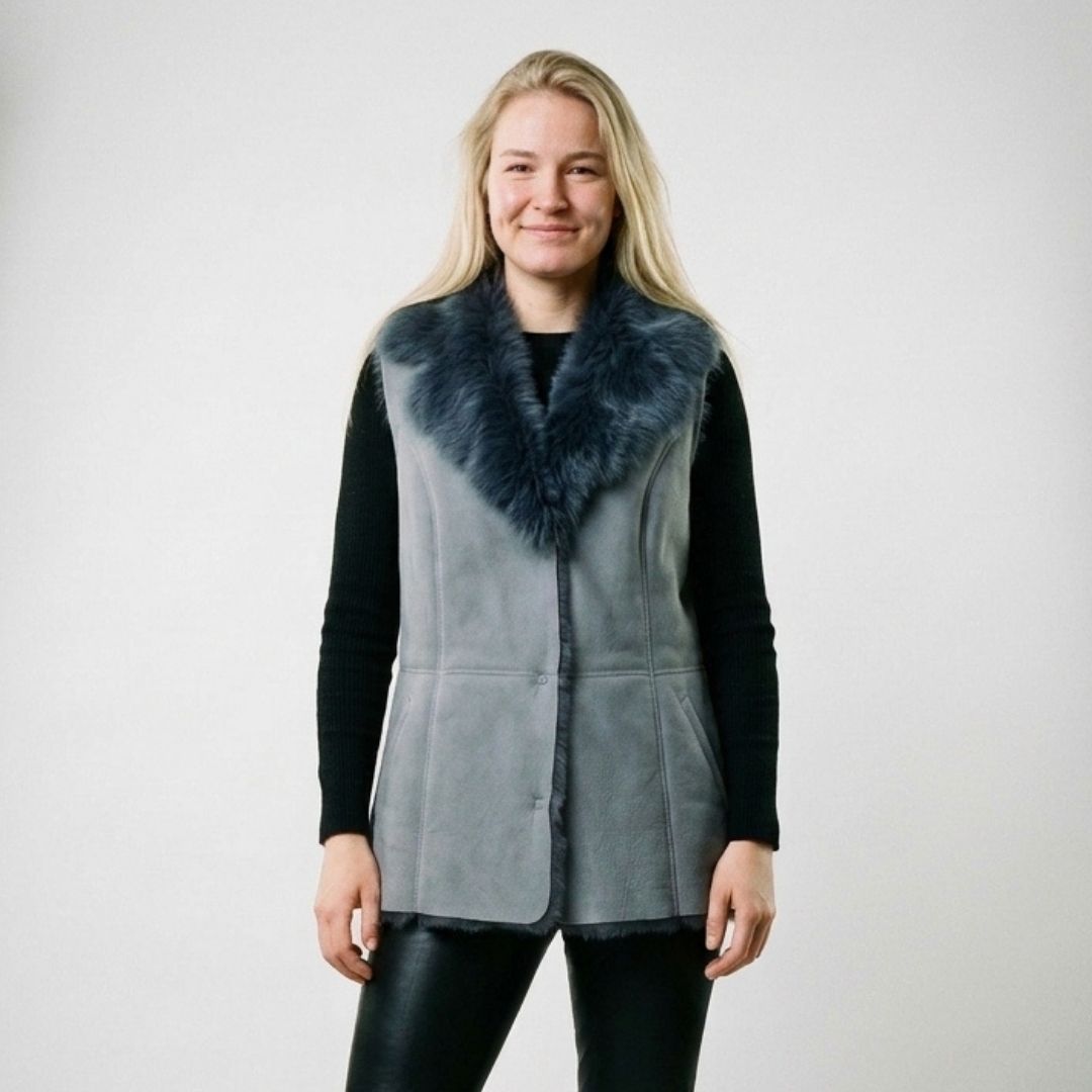 Nebula Women's Dark Grey Faux Fur Vest