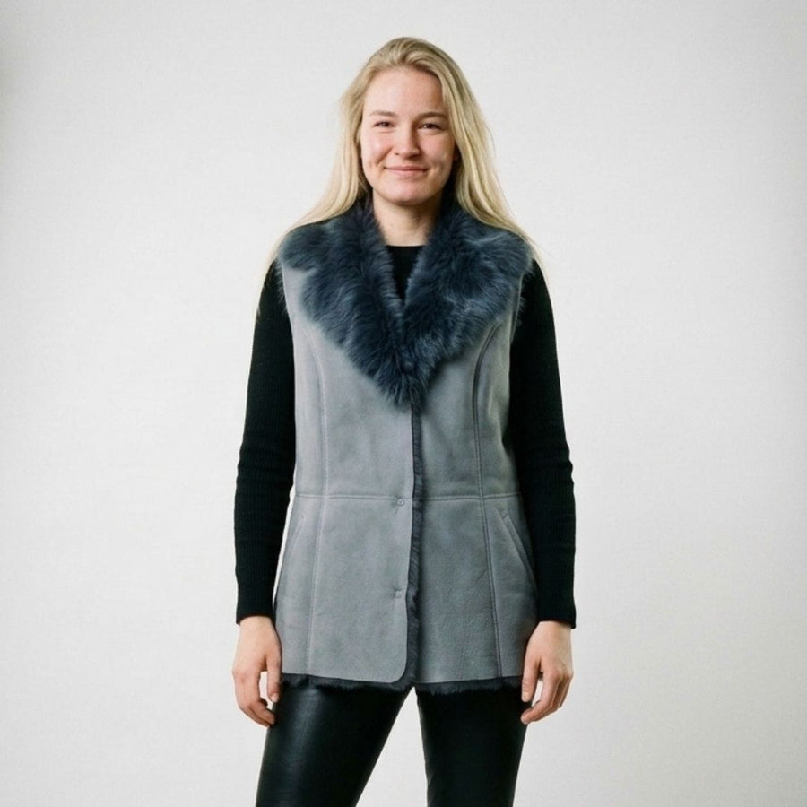 Nebula Women's Dark Grey Faux Fur Vest