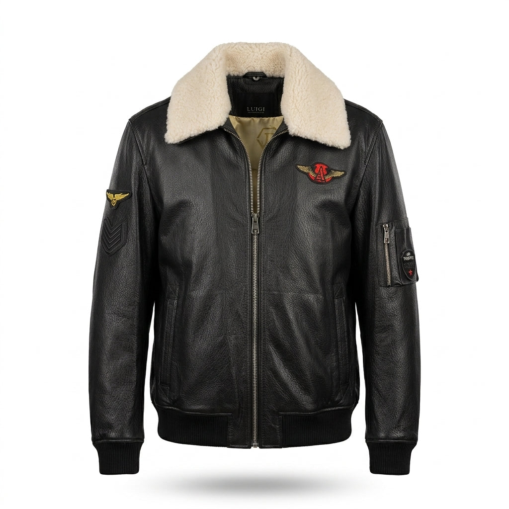 TLOS — Shearling Yaka Deri Pilot Ceket
