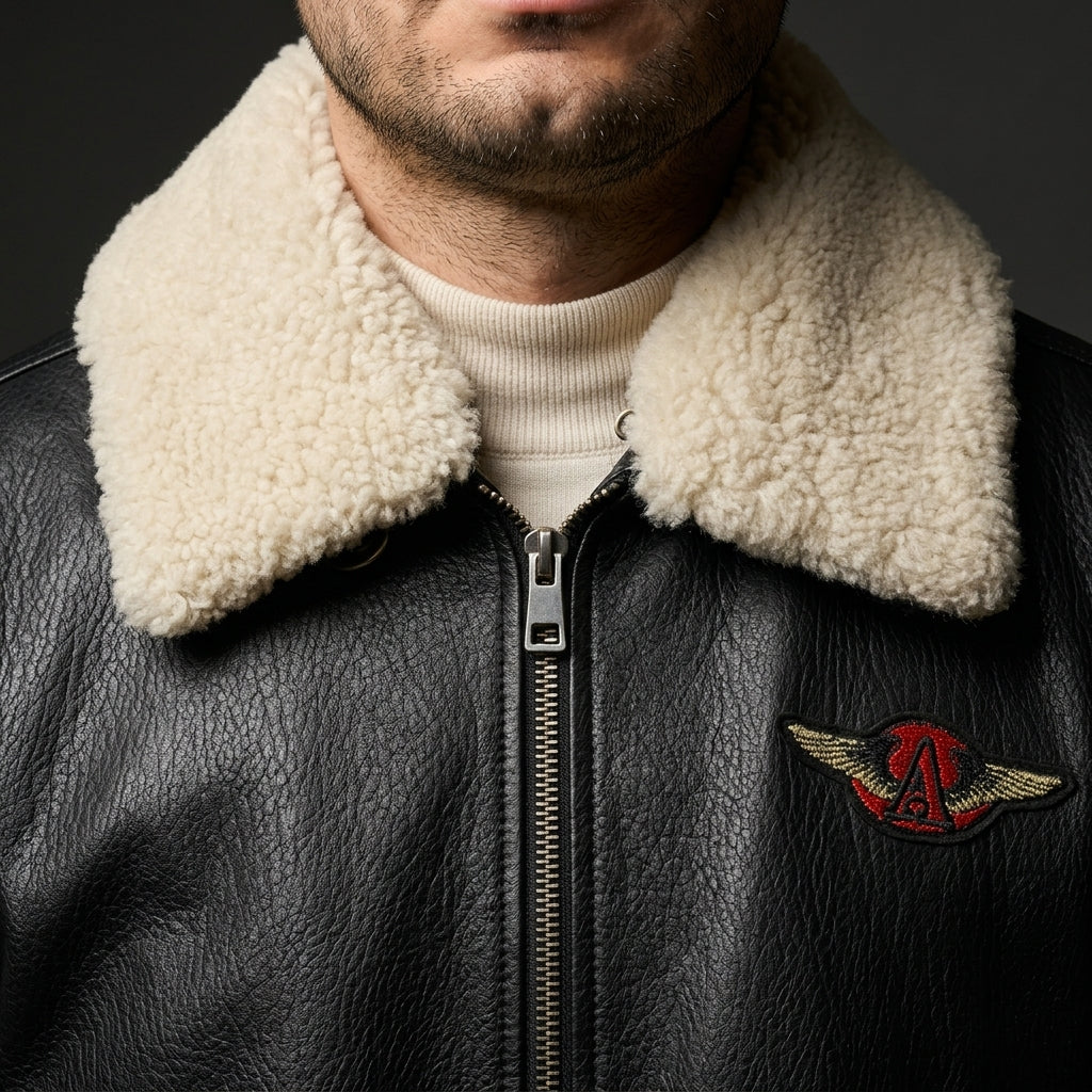 TLOS — Shearling Yaka Deri Pilot Ceket