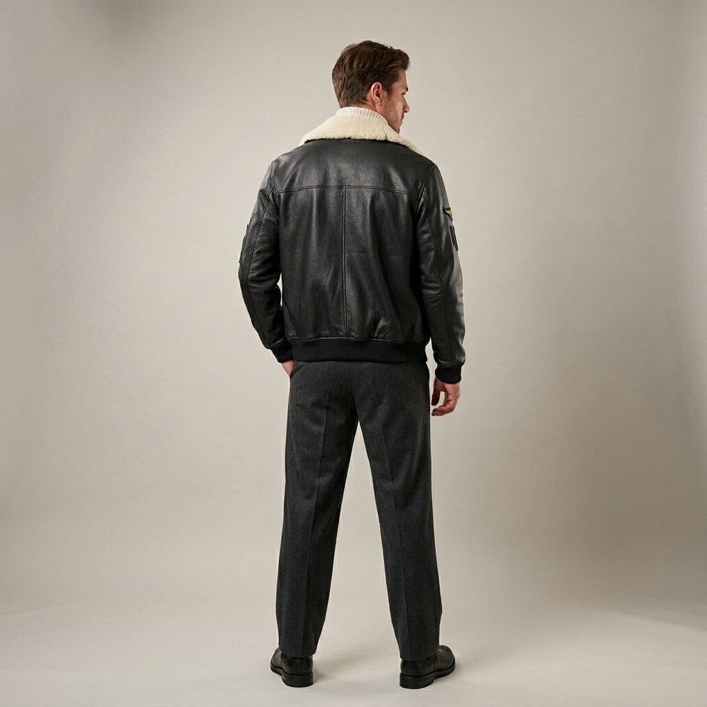 TLOS — Shearling Yaka Deri Pilot Ceket