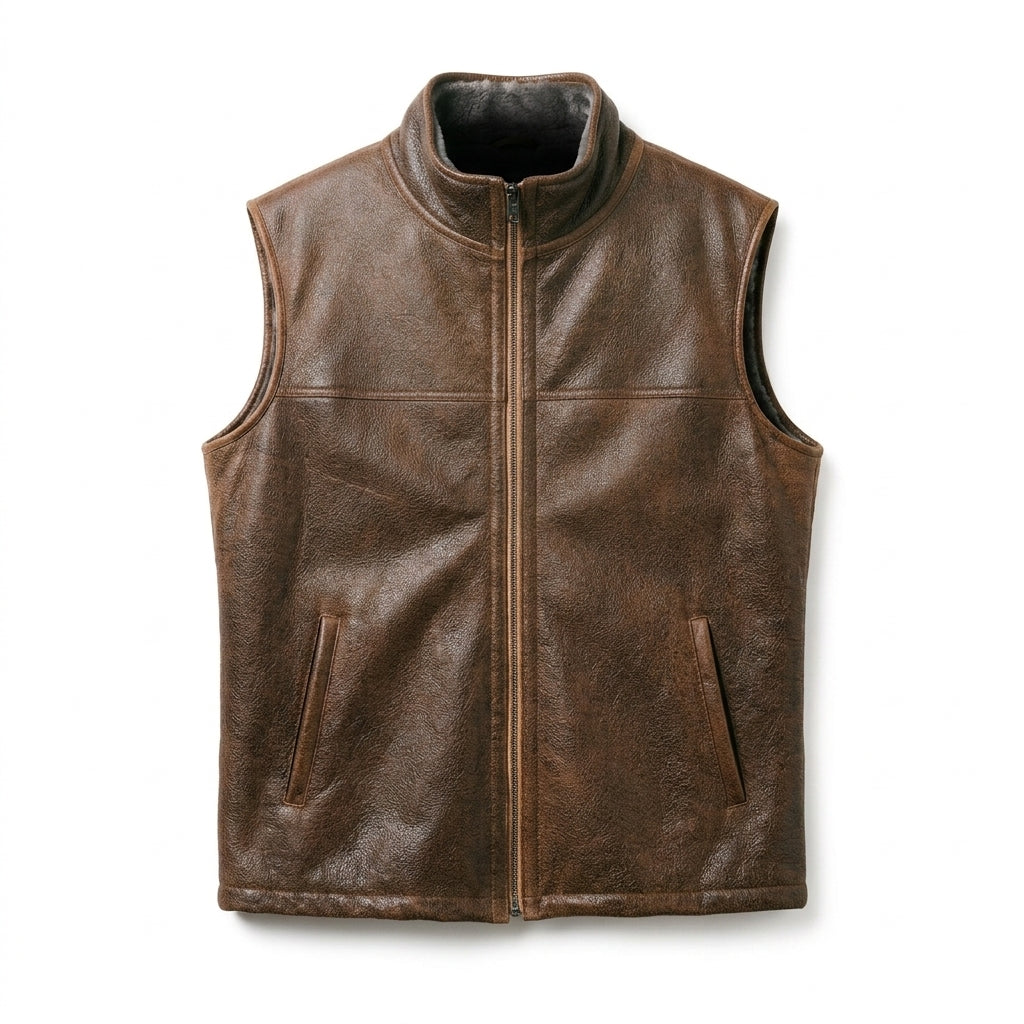 Quercus Men's Brown Fur Vest