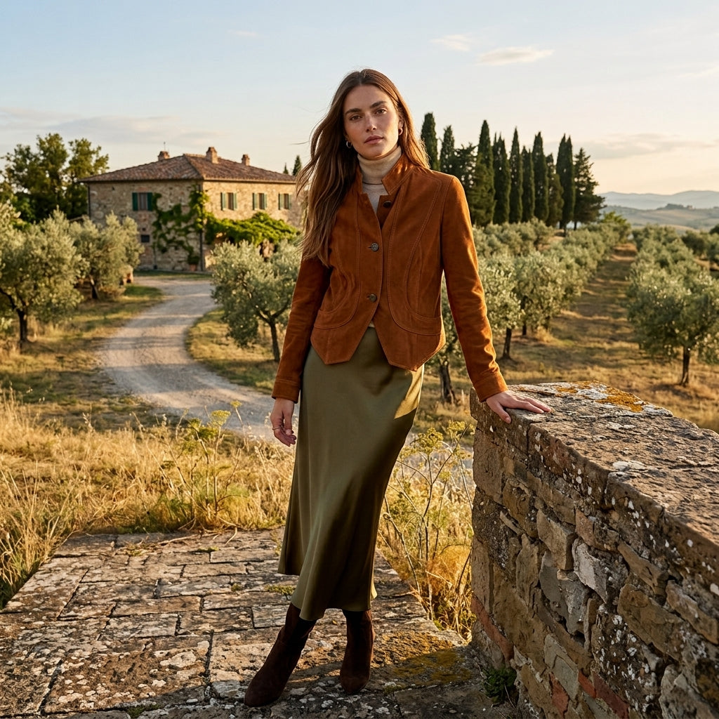 Tenedos Whiskey Suede Jacket